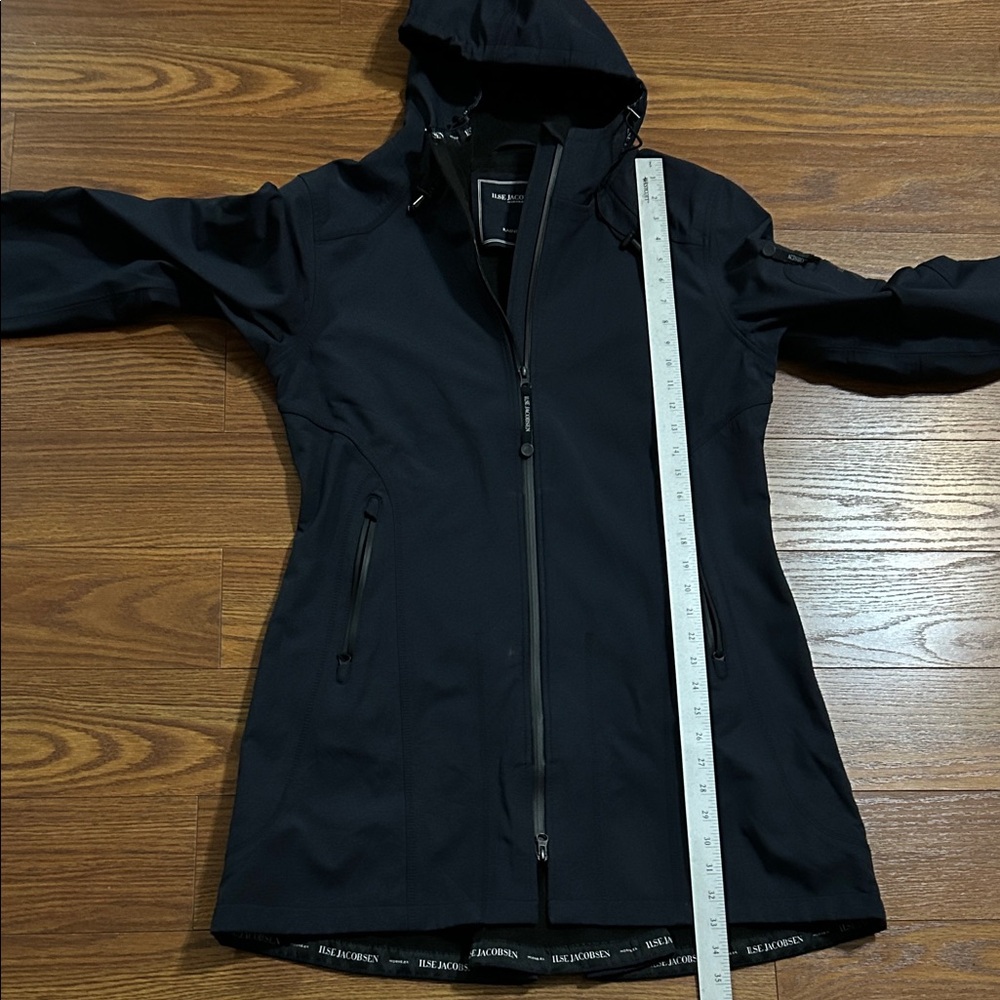 Ilse Jacobsen Hornbaek Regular Fit Hooded‎ Long Raincoat Dark Indigo Women’s 12 - Picture 5 of 10
